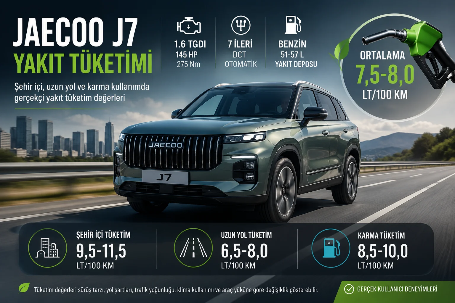 Jaecoo j7 yakıt tüketimi ve kullanıcı yorumları
