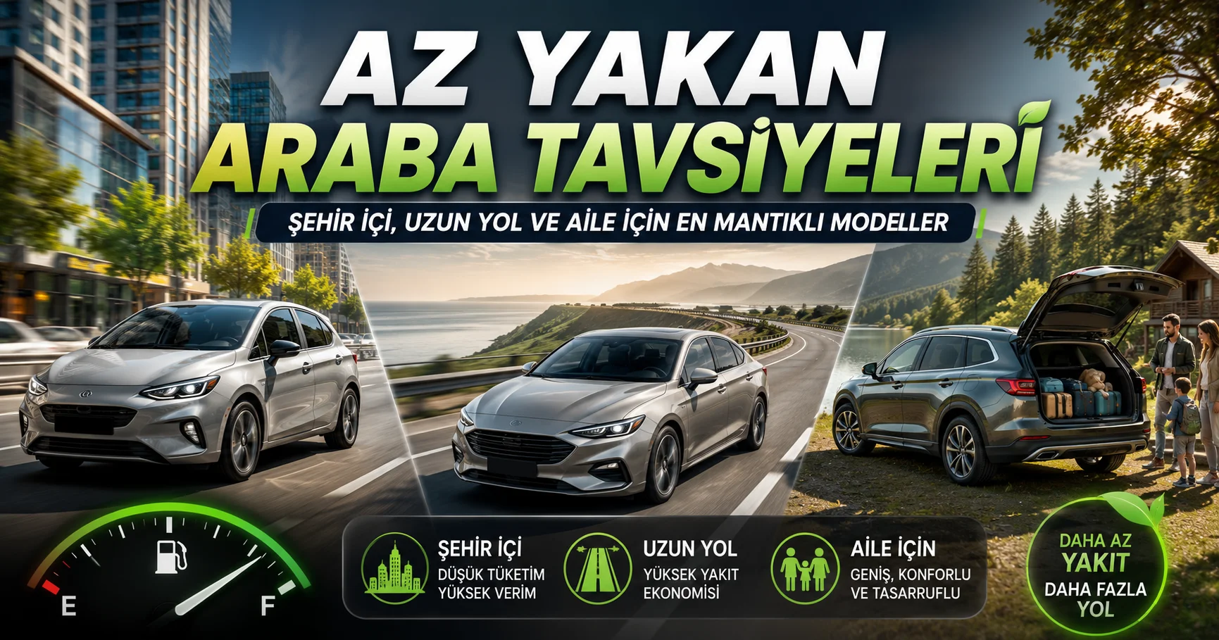 Az yakan araba tavsiyeleri, şehir içi, uzun yol ve aile kullanımı için ekonomik otomobil modelleri