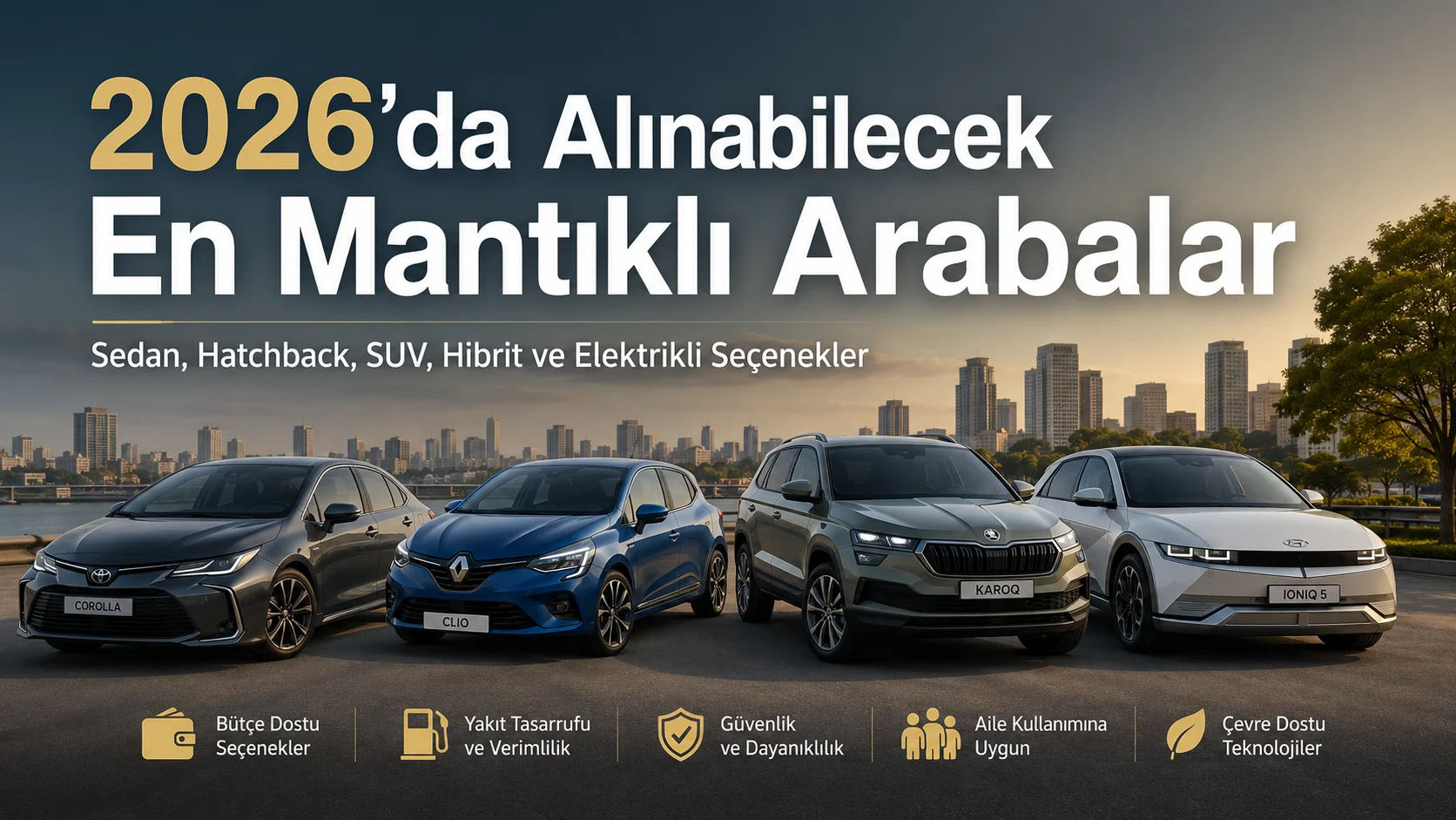 2026’da Alınabilecek En Mantıklı Arabalar sedan hatchback SUV hibrit ve elektrikli seçenekler görseli